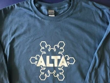 Alta Screen Printed Indigo Blue Long Sleeve T-Shirt 100% Cotton Ski Resort