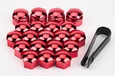 19mm RED Locking ALLOY WHEEL NUT BOLT COVERS CAPS UNIVERSAL SET FOR ANY CAR