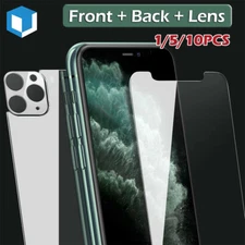 Fr iPhone 11/11 Pro Max Front +Back +Camera Lens Tempered Glass Screen Protector