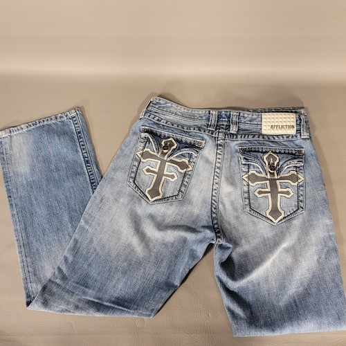 AFFLICTION Grant Denim Blue Jeans size 