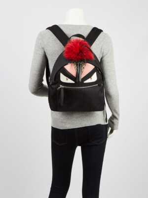 Fendi バック Fendi Black Nylon/Leather/Snakeskin Medium Monster Eyes Backpack