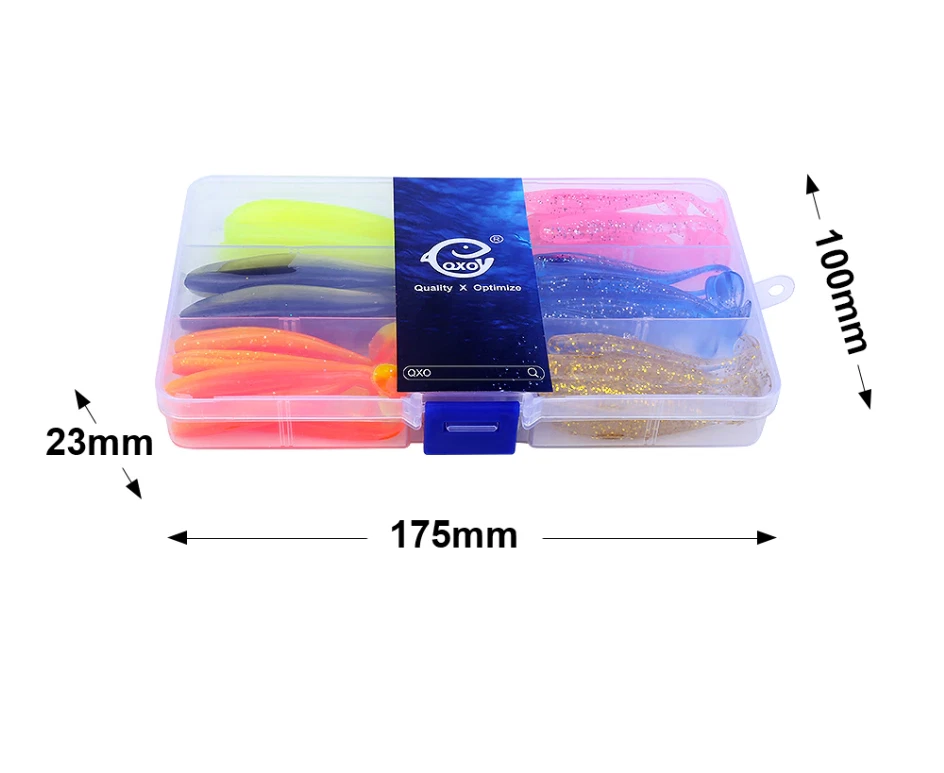 Kunstköder Gummifische Angel Set 50 tlg. Hecht Barsch Zander mit Jigköpfe in Box - Bild 4 von 4