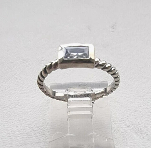 ANILLO BANDA APILABLE SILPADA VINTAGE PLATA ESTERLINA 925 TOPACIO BLANCO 6 Foto 2 de 4