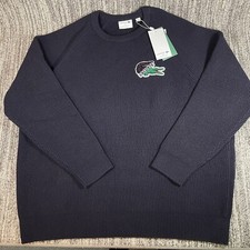 Lacoste Crocodile Navy Blue Wool Sweater Sz 3XL Made in France NWT 240 Retail
