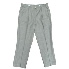 Escada Womens Wool Pants Sz 14 Pleated Tapered Leg Plaid Print Preppy Academia