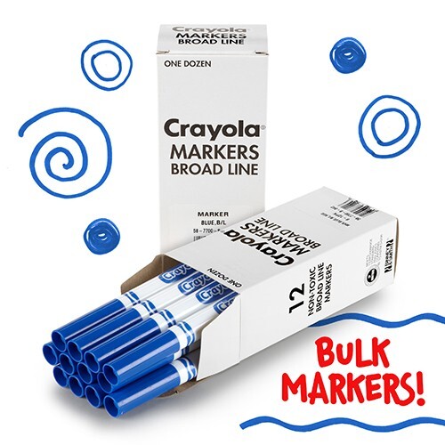 Crayola Broad Line Markers BLUE Conical Tip Bulk Refills 5877008342 Dozen NEW