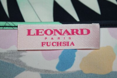 Leonard Paris Fuchsia Women Silk Blouse Print Floral Leopard Size 