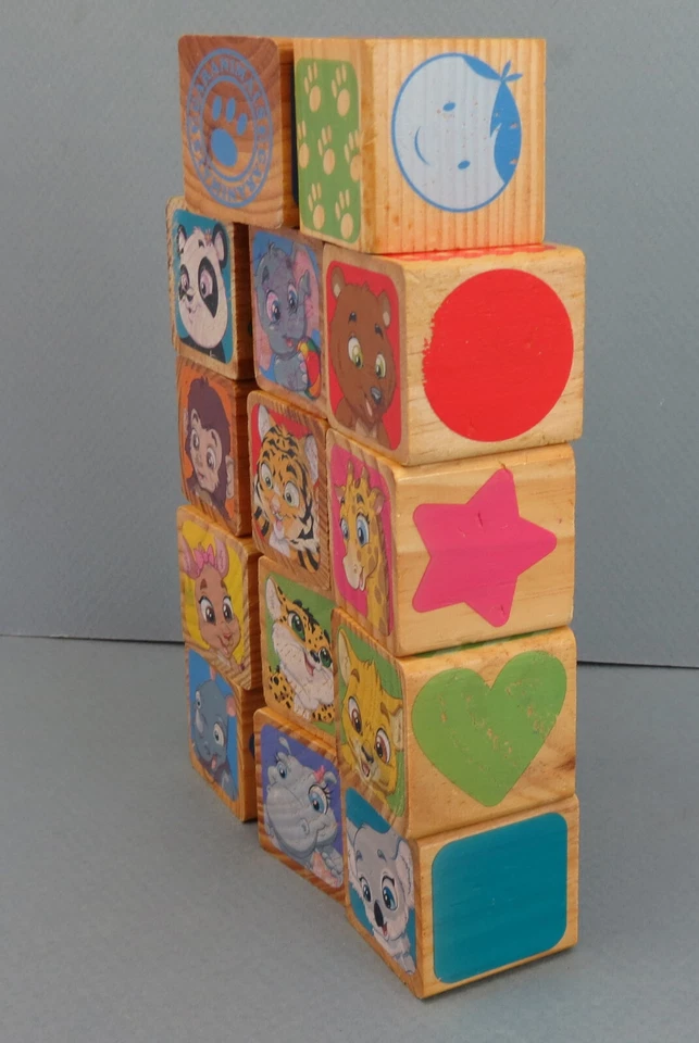 Juguetes para niños pequeños 14 bloques de madera Garannimals Foto 2 de 4