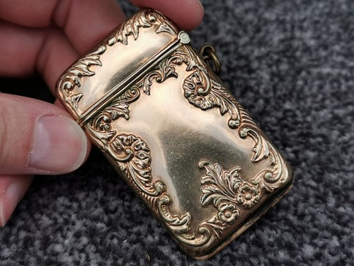 Vesta Case 1890's Antique, Gold-Plated Match Safe, Filigree Pattern Vintage - Picture 3 of 12