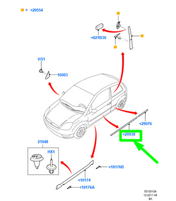 NEU FORD FIESTA BE256 MK5 VORNE RECHTS TÜRAUßEN FORMEN 1219426