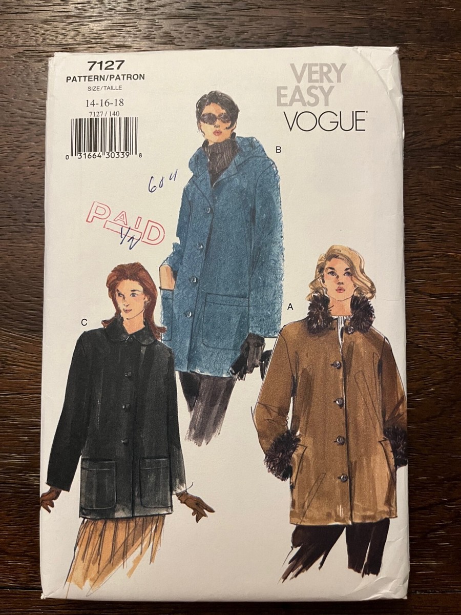Vogue 7127 UNCUT Sewing Pattern, Misses' Petite Jacket, Size 14-16