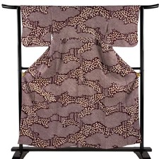JAPANESE KIMONO KOMON red purple 157cm 5 ft 2 in PURE SILK AA9722
