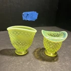 Vintage Uranium Vaseline Glass Toothpick Holders Hobnail Opalescent Lot 2 #M21