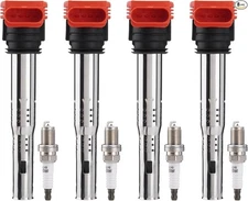 Ignition Coil Packs UF529 & Spark Plugs Set of 4, Compatible with MK5 MK6 GTI J
