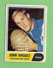 #D12.    1969  SCANLENS  RUGBY LEAGUE CARD  #7 JOHN RHODES, CANTERBURY