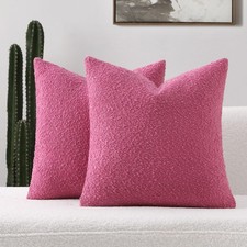FUTEI Hot Pink Decorative Throw Pillow Covers 20x20 Inch Pack of 2 Cozy