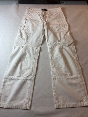Billy Blues Womens White Cargo Pants Size 4 With Multiple Pockets & Belt Loops