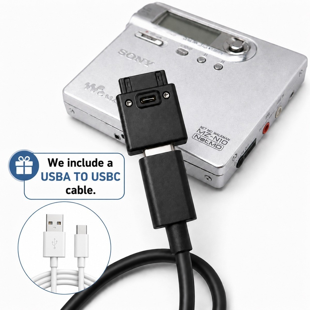 SONY MZ-910 NetMD ウォークマン USBケーブル付 転送確認済 USBC charging and data sync adapter For Sony MD NW-HD1 NW-HD2 NW