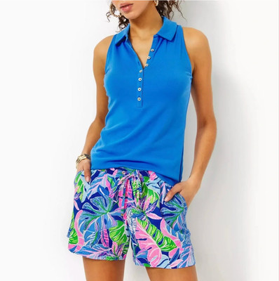 Lilly Pulitzer Womens Katia Short XL Blue Grotto Beleaf In Yourself Pockets