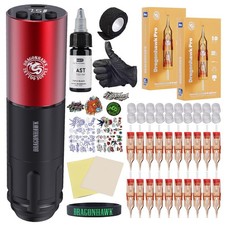 Dragonhawk A1 Beginner Tattoo Kit, Wireless Complete Pro Tattoo Gun Pen Machi...