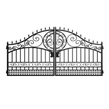 14x8 FT Heavy Duty Steel Dual Swing Driveway Gate| Weatherproof |Eu Style