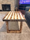 Handcrafted Rectangular Wood Coffee Table Resin Top American Flag — photo 4
