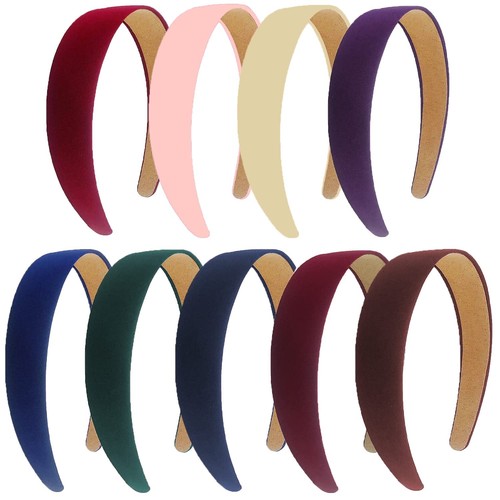 9 Pack 1 Inch Satin Headbands Ladies and Girls Anti-Skid Hard Hair Bands