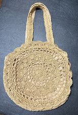 Borsa a tracolla donna beige tessuto paglia hippie festival rinascimento fata Y2K