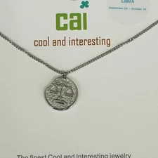 Libra Zodiac Sign Horoscope Silver Plated Pendant Necklace