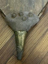 Vintage Primitive Wood Leather Brass Tip Fireplace Bellows 15 X 8” CRACKS PHOTOS