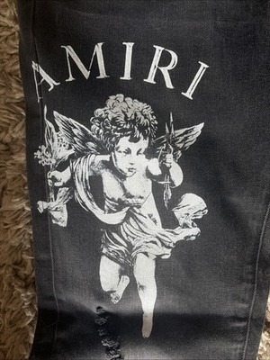 Amiri Jeans Pants Mens 32x30 Skinny Cherub Graphic Distressed