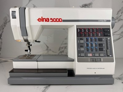 Elna 5000 Computer Nähmaschine Vintage Swiss Made mit Fußpedal & Zubehör