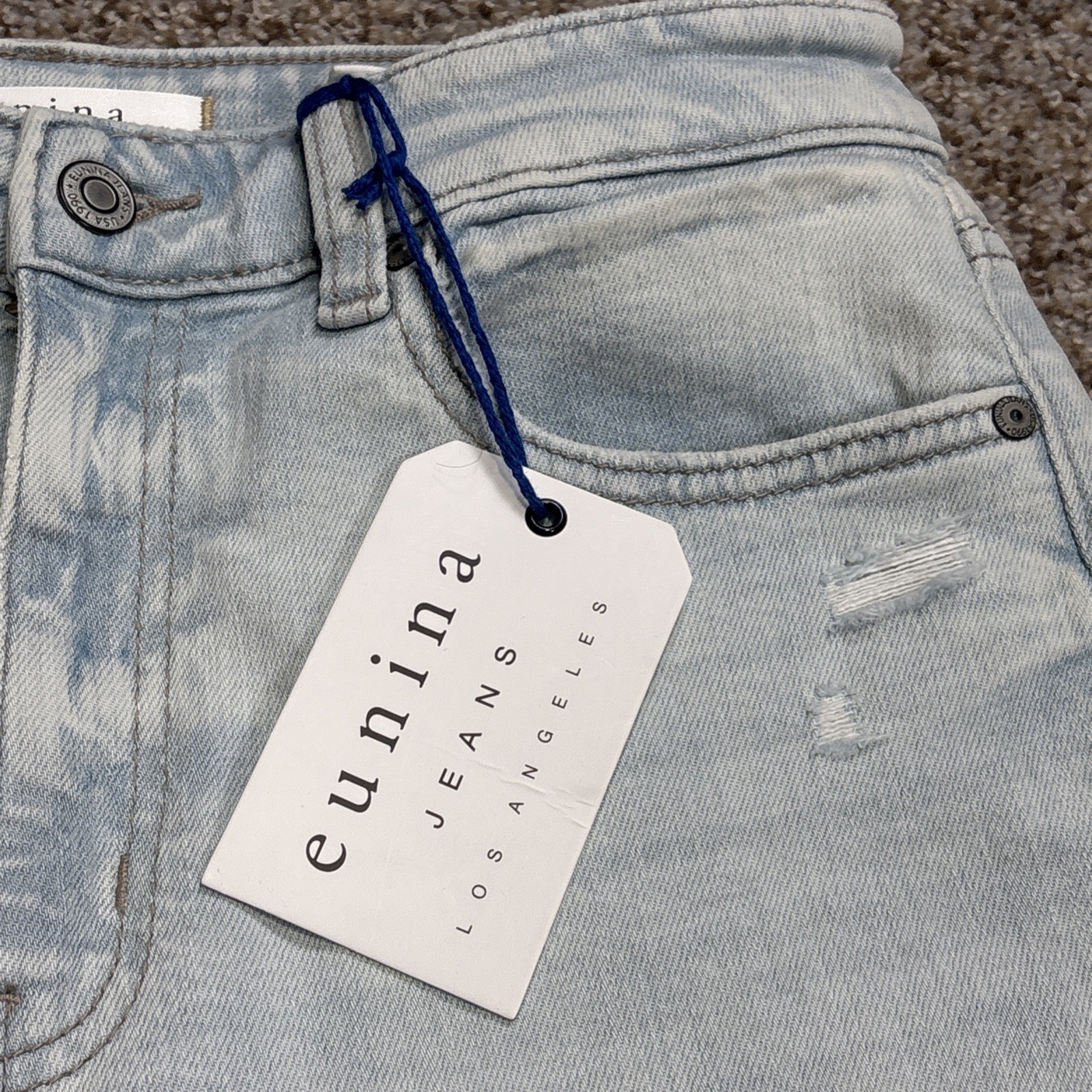 Eunina Womens Tobi Super High Rise Distressed Mom Jeans Size 9 Fits 29 X 25.5 - View 4