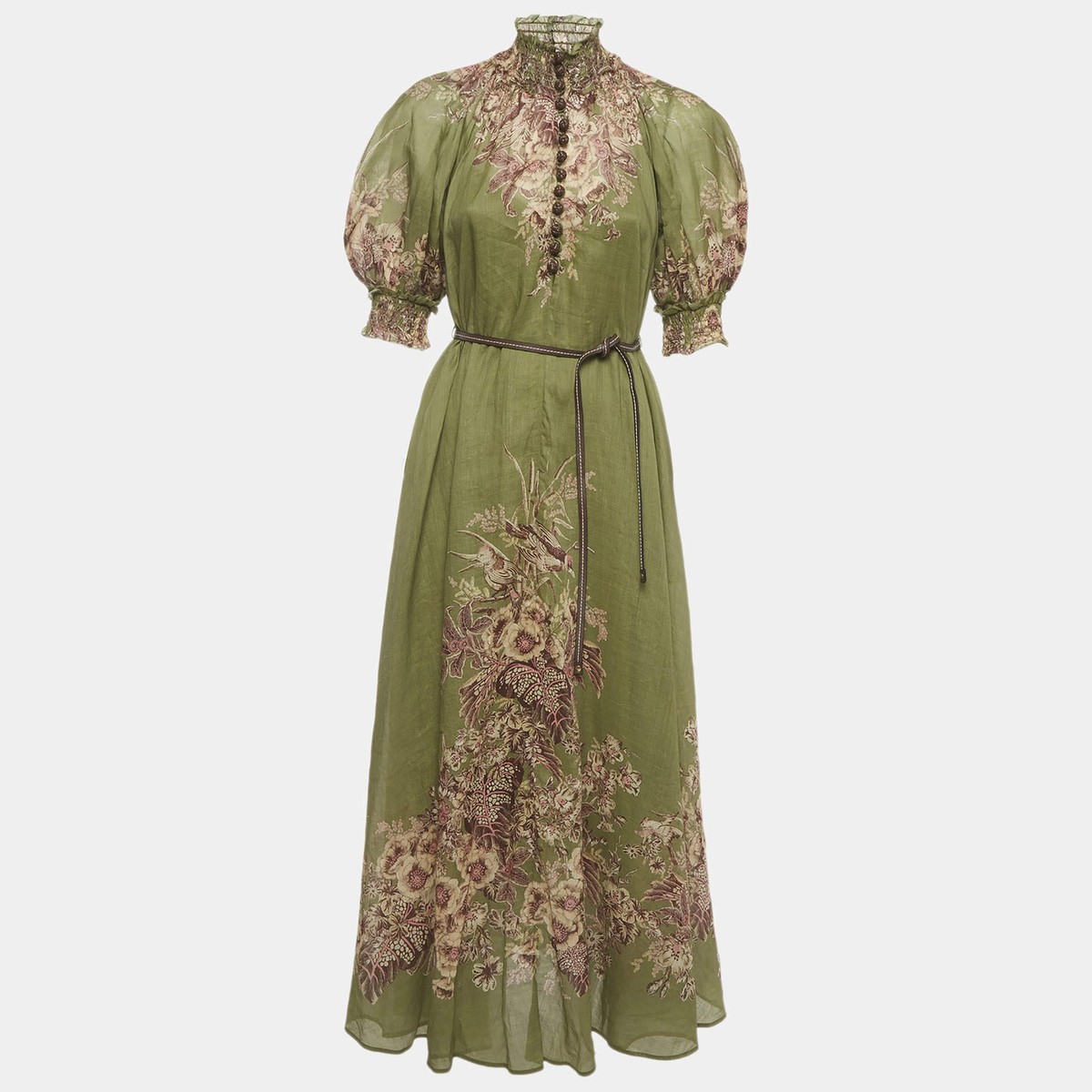 olive green dress with flowers Olive Green Long Sleeve Flower Girl Dress Full Length