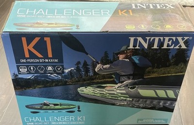 Intex Challenger K1 Inflatable Single Person Kayak W/ Pump And Paddle 9 X 2 6 