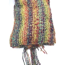 Hand Knit Multicolored Throw 80x32" Lion Brand Yarn Acrylic Polyester YK