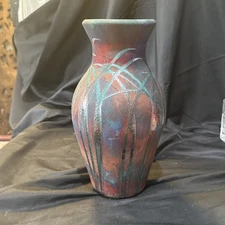 William K Turner Raku Studio Art Pottery 10 3/4 In Vase