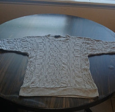 COOGI Men's Gray Cable-Knit Pullover Sweater Crew Neck Long Sleeve