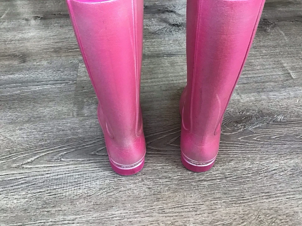 Crocs Niñas J1 Rosa Iridiscente Botas de Lluvia Jóvenes Niñas Talla 1 Botas Wellington Foto 3 de 4
