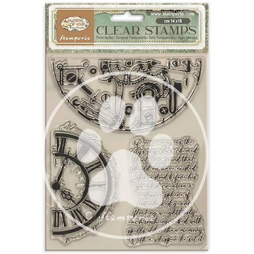 Stamperia Clear Stamps 14x18cm - Gardens of Time Half Clocks