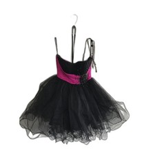 Sherri Hill Women 2 Black Fuchsia Mini Dress Ruche Strapless Zip Lined Beads New