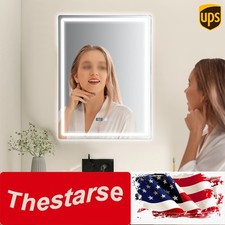 LED-Bathroom-Mirror Rectangular Dimmable Anti-Fog Mirror w/ Light Wall Mounted