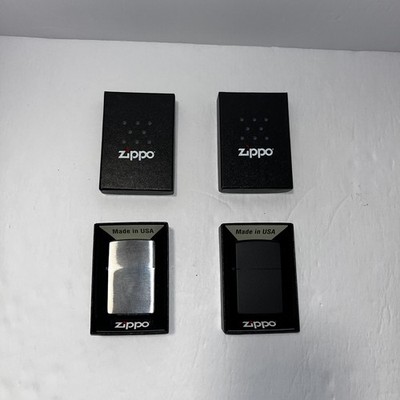 Zippo lighters set of two silver and matte black NEW