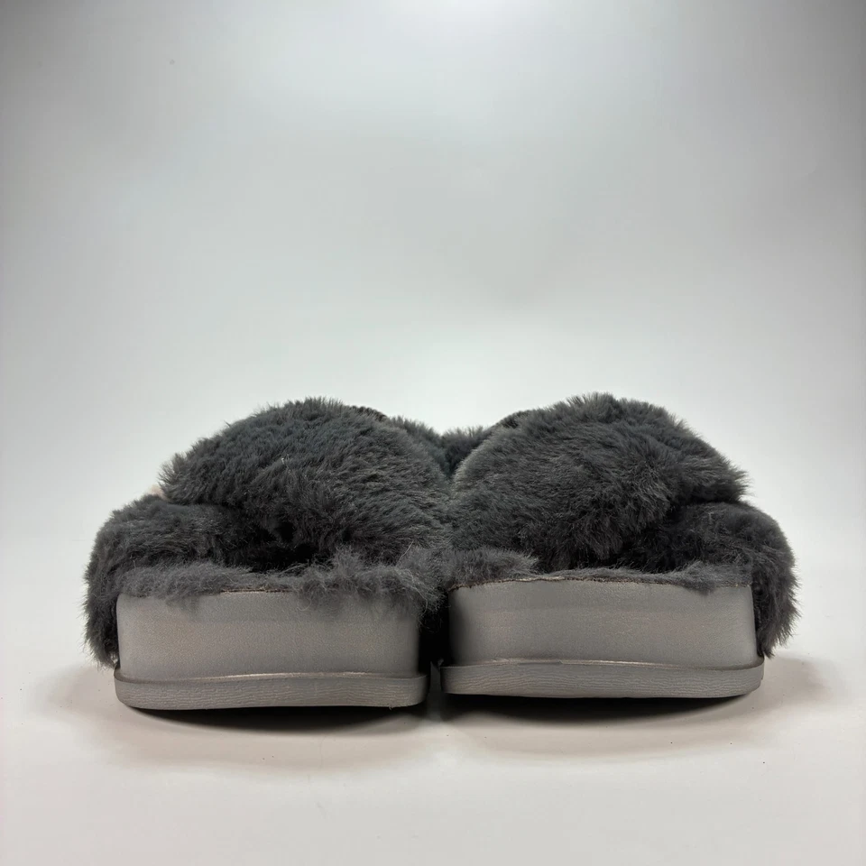 Zapatillas de plataforma KuaiLu gris oscuro interior banda cruzada difusa para mujer talla 7” Foto 2 de 4