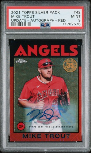 2021 Topps Silver Pack ‘85 Mike Trout Red Refractor Auto /5 PSA 9 Pop 1 No 10s