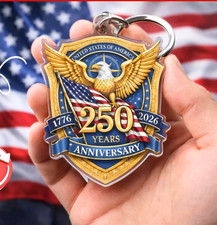 USA 250th Anniversary Acrylic Keychain, Patriotic Keychain