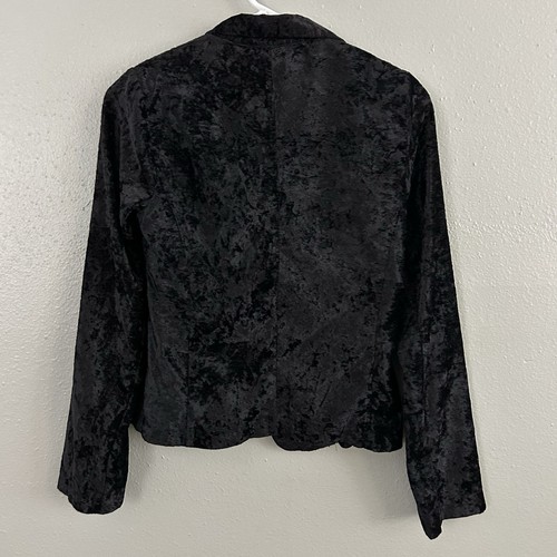 Vintage XOXO Collection Black Crushed Velvet Blazer Jacket Sz M Y2K Goth Witchy - Picture 5 of 9