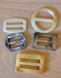 Vintage Abalone Mother Of Pearl Shell Buckle Slides