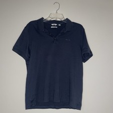 Calvin Klein Navy/Grey Textured Logo Liquid Touch 100 Cotton M Polo Top