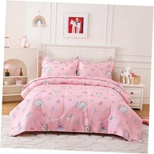 Kids Comforter Sets for Girls Bedding Set Pink Bed Set with Twin Unicorn